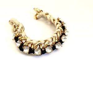 NWT Banana Republic  Black Braided Crystal Link Lobster Bracelet NWT 38